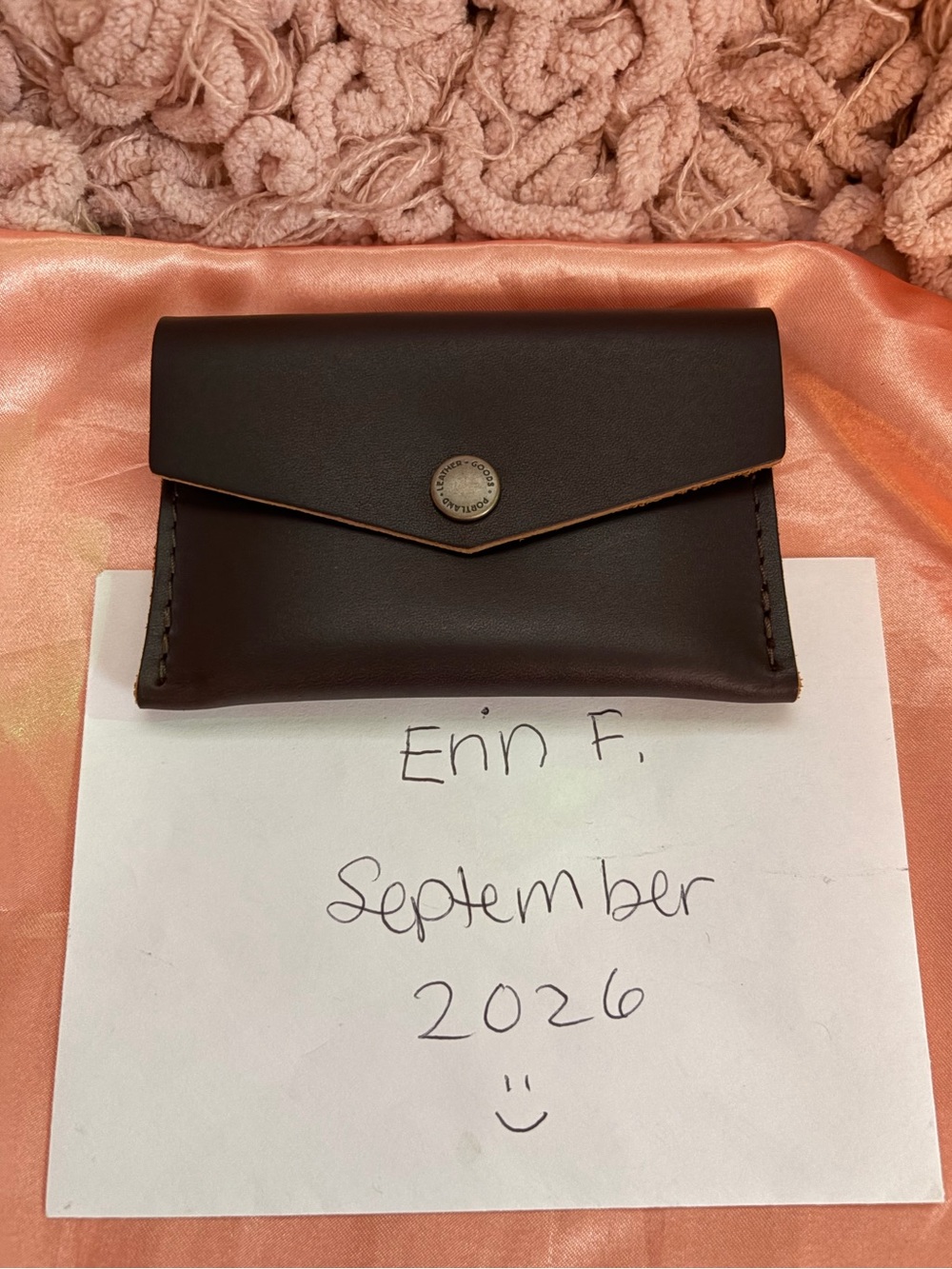 Portland Leather Mini Envelope Wallet in Grizzly - EUC